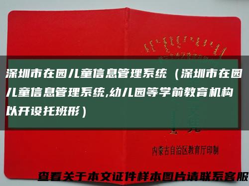 深圳市在园儿童信息管理系统（深圳市在园儿童信息管理系统,幼儿园等学前教育机构以开设托班形）缩略图