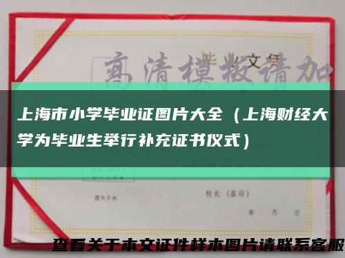 上海市小学毕业证图片大全（上海财经大学为毕业生举行补充证书仪式）缩略图