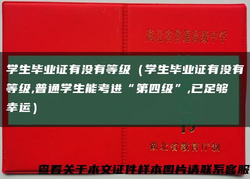 学生毕业证有没有等级（学生毕业证有没有等级,普通学生能考进“第四级”,已足够幸运）缩略图