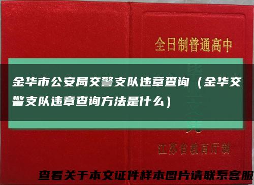 金华市公安局交警支队违章查询（金华交警支队违章查询方法是什么）缩略图
