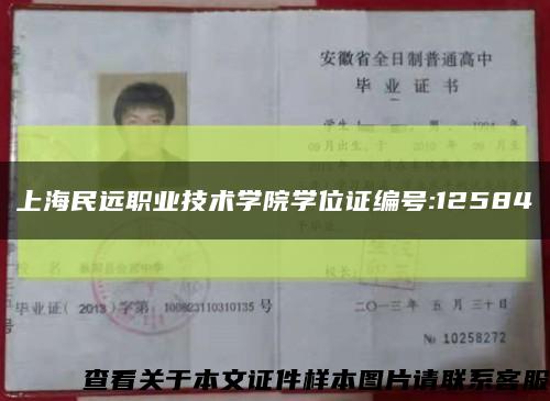 上海民远职业技术学院学位证编号:12584缩略图