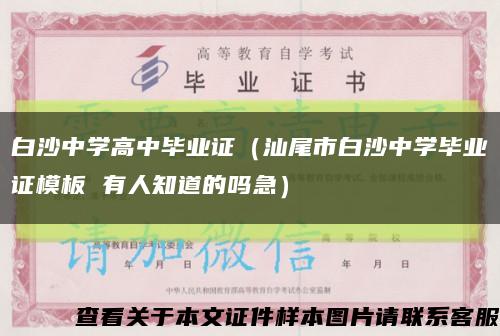 白沙中学高中毕业证（汕尾市白沙中学毕业证模板 有人知道的吗急）缩略图
