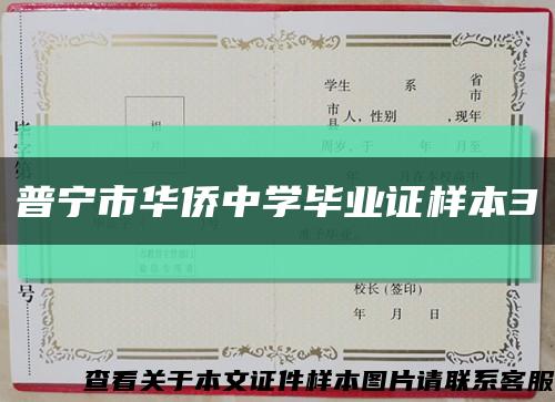 普宁市华侨中学毕业证样本3缩略图