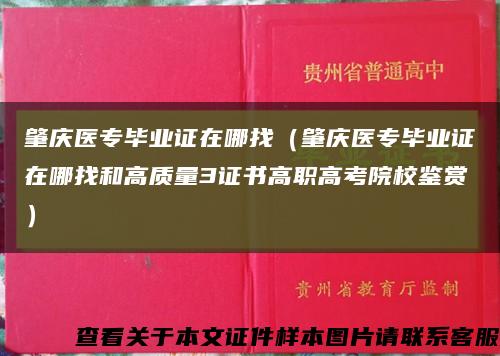 肇庆医专毕业证在哪找（肇庆医专毕业证在哪找和高质量3证书高职高考院校鉴赏）缩略图