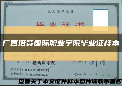 广西培贤国际职业学院毕业证样本缩略图