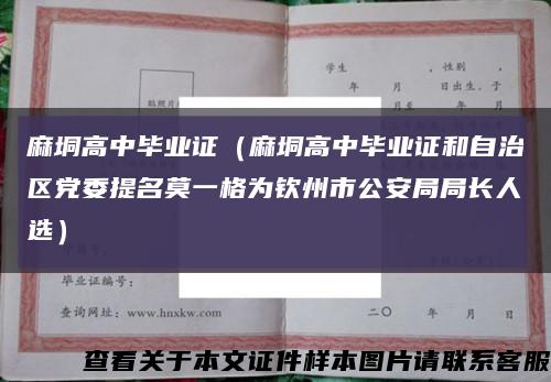 麻垌高中毕业证（麻垌高中毕业证和自治区党委提名莫一格为钦州市公安局局长人选）缩略图
