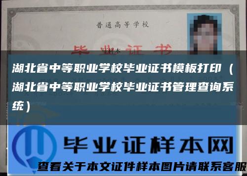 湖北省中等职业学校毕业证书模板打印（湖北省中等职业学校毕业证书管理查询系统）缩略图