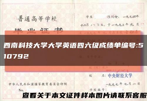 西南科技大学大学英语四六级成绩单编号:510792缩略图