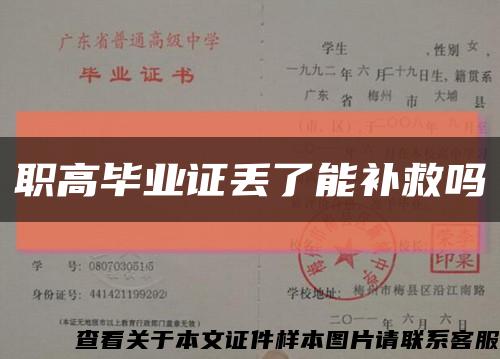 职高毕业证丢了能补救吗缩略图