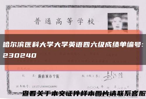 哈尔滨医科大学大学英语四六级成绩单编号:230240缩略图