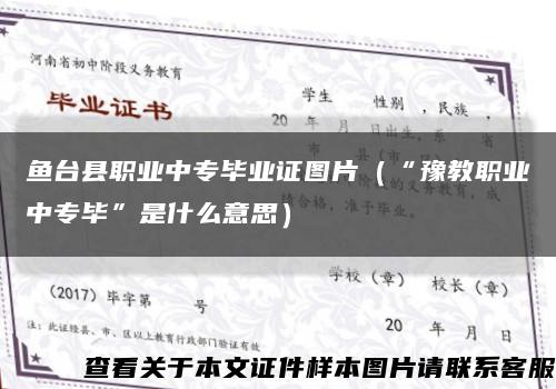鱼台县职业中专毕业证图片（“豫教职业中专毕”是什么意思）缩略图