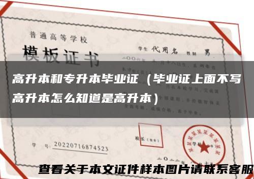 高升本和专升本毕业证（毕业证上面不写高升本怎么知道是高升本）缩略图