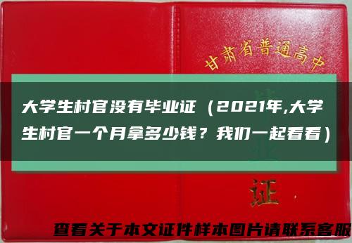 大学生村官没有毕业证（2021年,大学生村官一个月拿多少钱？我们一起看看）缩略图