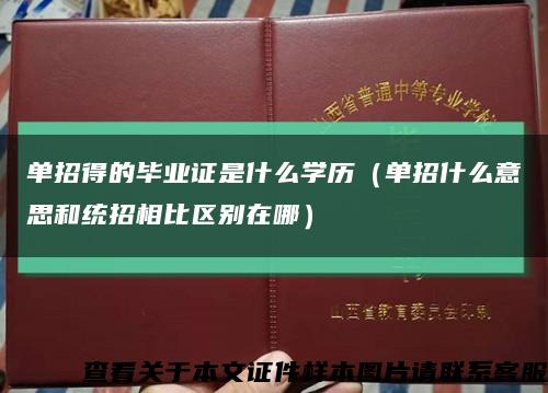 单招得的毕业证是什么学历（单招什么意思和统招相比区别在哪）缩略图