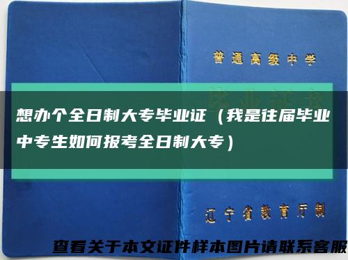 想办个全日制大专毕业证（我是往届毕业中专生如何报考全日制大专）缩略图