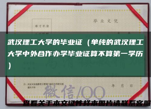 武汉理工大学的毕业证（单纯的武汉理工大学中外合作办学毕业证算不算第一学历）缩略图