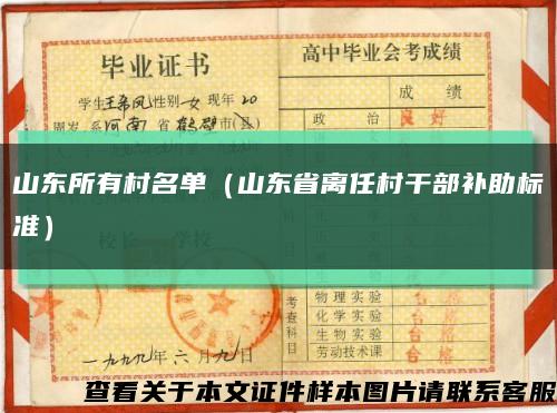山东所有村名单（山东省离任村干部补助标准）缩略图