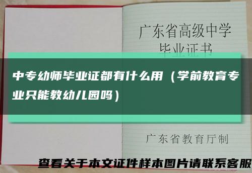 中专幼师毕业证都有什么用（学前教育专业只能教幼儿园吗）缩略图