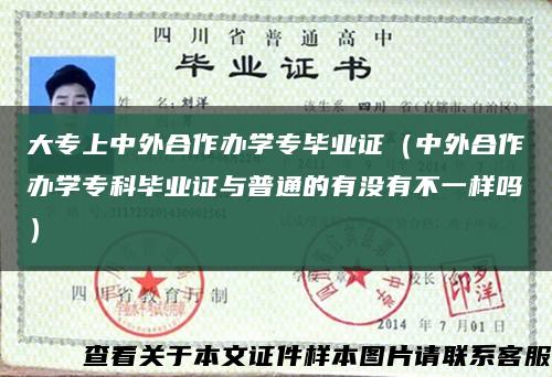 大专上中外合作办学专毕业证（中外合作办学专科毕业证与普通的有没有不一样吗）缩略图