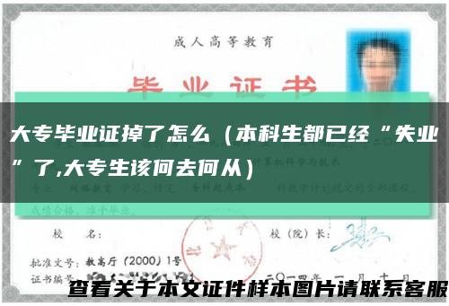 大专毕业证掉了怎么（本科生都已经“失业”了,大专生该何去何从）缩略图