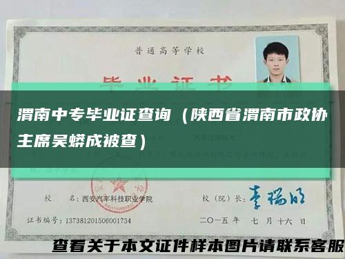 渭南中专毕业证查询（陕西省渭南市政协主席吴蟒成被查）缩略图