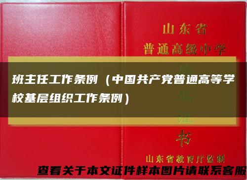班主任工作条例（中国共产党普通高等学校基层组织工作条例）缩略图