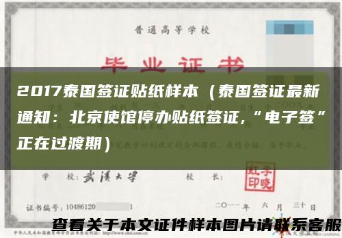 2017泰国签证贴纸样本（泰国签证最新通知：北京使馆停办贴纸签证,“电子签”正在过渡期）缩略图