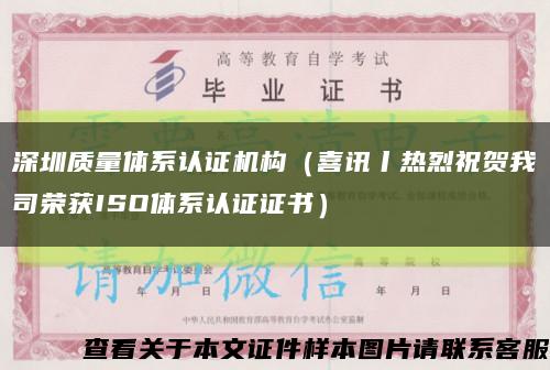 深圳质量体系认证机构（喜讯丨热烈祝贺我司荣获ISO体系认证证书）缩略图