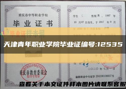 天津青年职业学院毕业证编号:12535缩略图