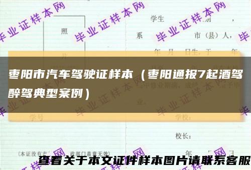 枣阳市汽车驾驶证样本（枣阳通报7起酒驾醉驾典型案例）缩略图