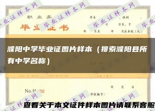 濮阳中学毕业证图片样本（搜索濮阳县所有中学名称）缩略图