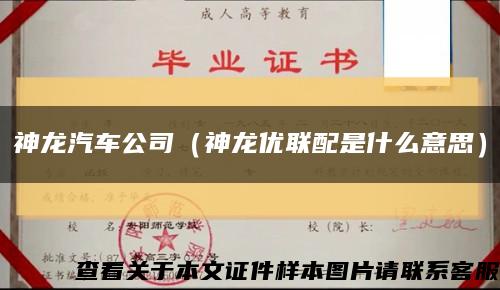 神龙汽车公司（神龙优联配是什么意思）缩略图