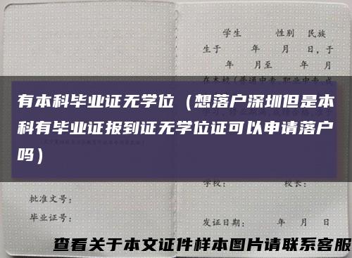 有本科毕业证无学位（想落户深圳但是本科有毕业证报到证无学位证可以申请落户吗）缩略图