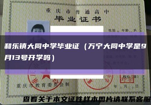 和乐镇大同中学毕业证（万宁大同中学是9月13号开学吗）缩略图