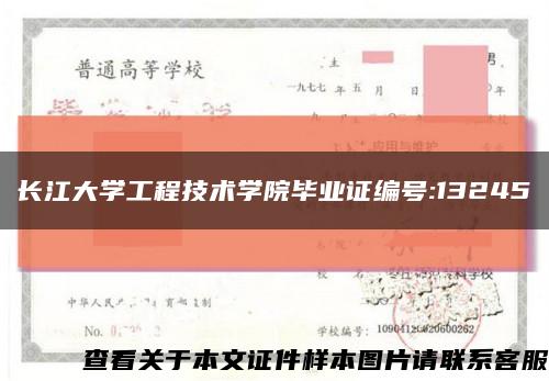长江大学工程技术学院毕业证编号:13245缩略图