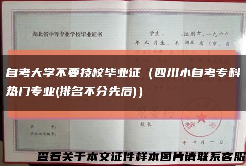 自考大学不要技校毕业证（四川小自考专科热门专业(排名不分先后)）缩略图