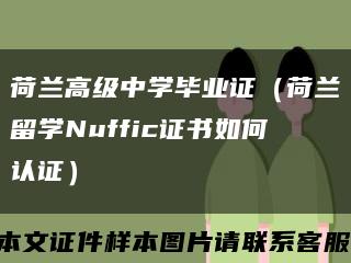 荷兰高级中学毕业证（荷兰留学Nuffic证书如何认证）缩略图
