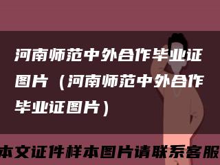 河南师范中外合作毕业证图片（河南师范中外合作毕业证图片）缩略图