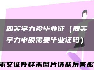 同等学力没毕业证（同等学力申硕需要毕业证吗）缩略图