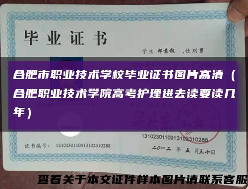 合肥市职业技术学校毕业证书图片高清（合肥职业技术学院高考护理进去读要读几年）缩略图