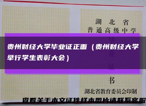贵州财经大学毕业证正面（贵州财经大学举行学生表彰大会）缩略图