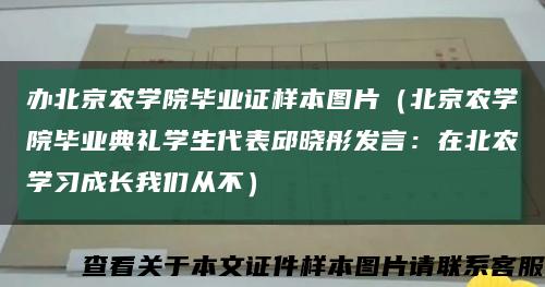 办北京农学院毕业证样本图片（北京农学院毕业典礼学生代表邱晓彤发言：在北农学习成长我们从不）缩略图