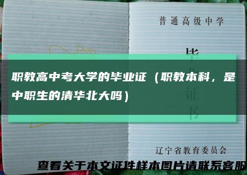 职教高中考大学的毕业证（职教本科，是中职生的清华北大吗）缩略图