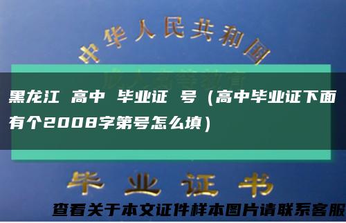 黑龙江 高中 毕业证 号（高中毕业证下面有个2008字第号怎么填）缩略图