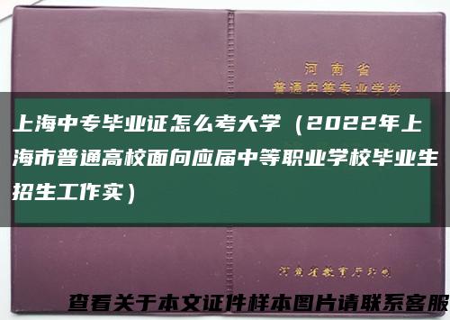 上海中专毕业证怎么考大学（2022年上海市普通高校面向应届中等职业学校毕业生招生工作实）缩略图