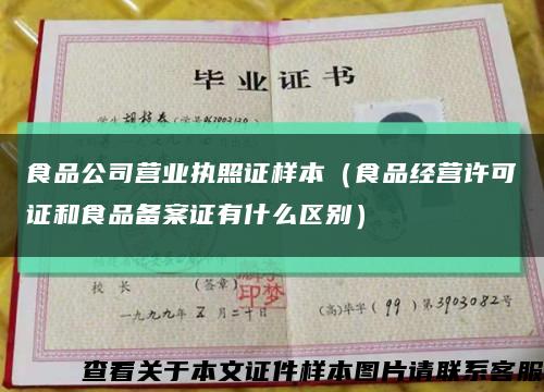 食品公司营业执照证样本（食品经营许可证和食品备案证有什么区别）缩略图