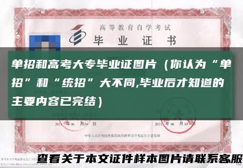 单招和高考大专毕业证图片（你认为“单招”和“统招”大不同,毕业后才知道的主要内容已完结）缩略图