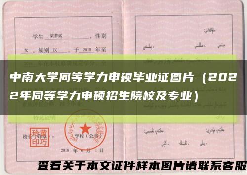中南大学同等学力申硕毕业证图片（2022年同等学力申硕招生院校及专业）缩略图