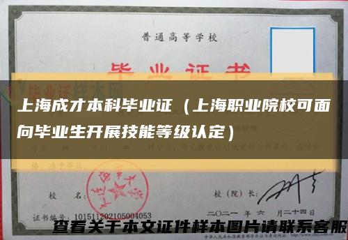 上海成才本科毕业证（上海职业院校可面向毕业生开展技能等级认定）缩略图