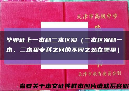 毕业证上一本和二本区别（二本区别和一本、二本和专科之间的不同之处在哪里）缩略图